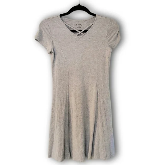 western formal dress for ladies Seagulls flowy t-shirt dress, grey UK 12/14 / Heather Grey/White